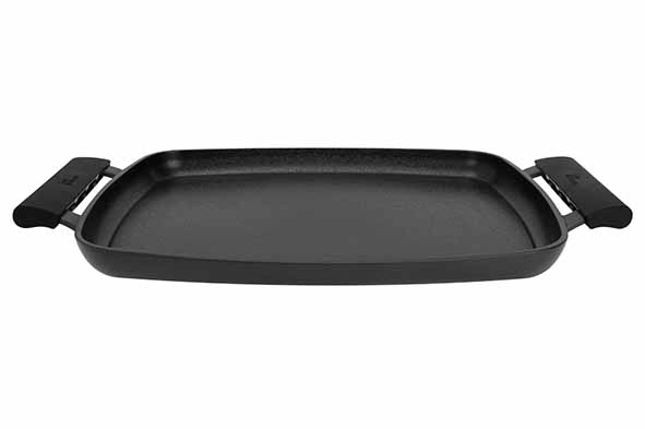 Durable grillpan zwart 49,2 x 30 x 4,5 cm met 2 siliconen houders