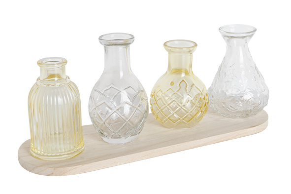 Vaas set van 4 mix geel 30 x 10 x 12,5 cm glas Colorbox