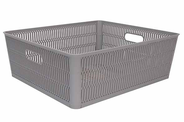 Hozon opbergmand grijs, 12 l, stapelbaar en nestbaar, 38,1 x 33 x H 12,7 cm