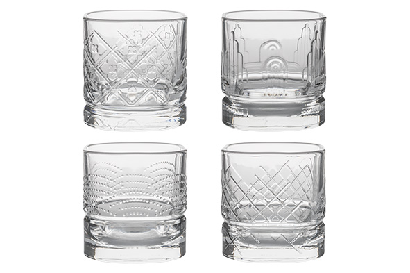 Dandy whiskybeker 600 ml glas transparant set van 4