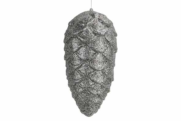 Kiefernzapfen-Aufhänger Glitter Silber 14 x 14 x 25 cm Kunststoff