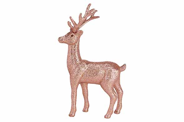 Glitterhert roze 14 x 5 x 22 cm kunststof