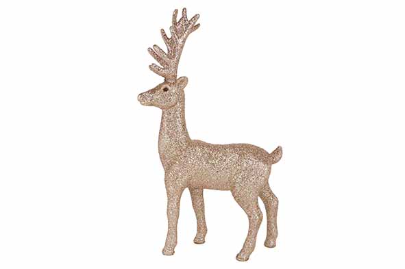Hert glitter lichtroze 18 x 5 x 28 cm kunststof