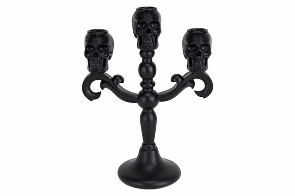 Leuchter 3 Arme Skull mehrfarbig 19,5 x 10 x 25,5 cm