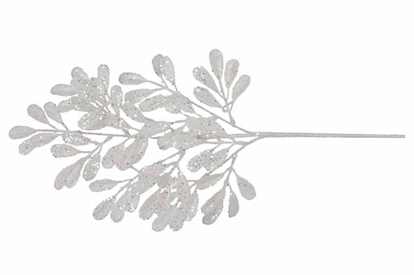 Zweig Leaves Glitter Weiß 2,6 x 0,2 x 6 cm