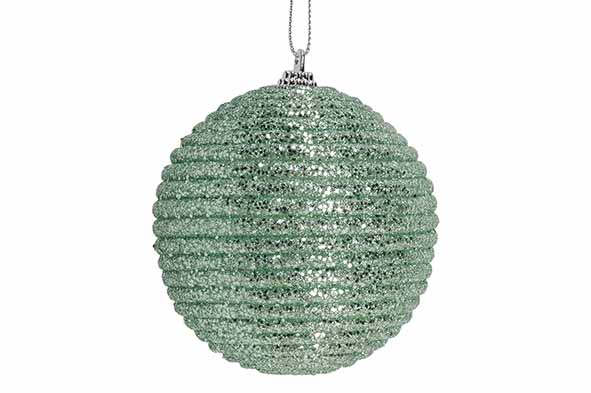 Weihnachtskugel Rope Glitter grün, Kunststoff, Ø 8 cm