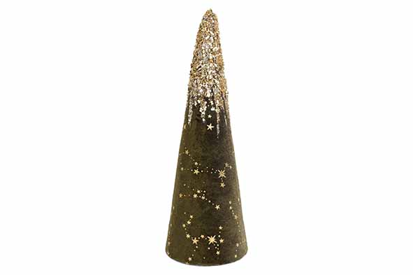 Kegel Golden Paillettes groen 13 x 13 x 30 cm