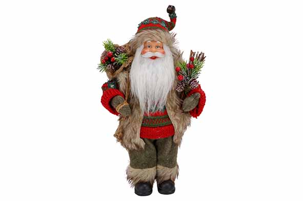 Santa rood groen polyester 21,5 x 18,3 x 48,5 cm