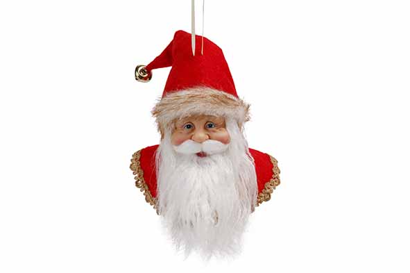 Kerstmanhoofd hanger rood h 28 cm