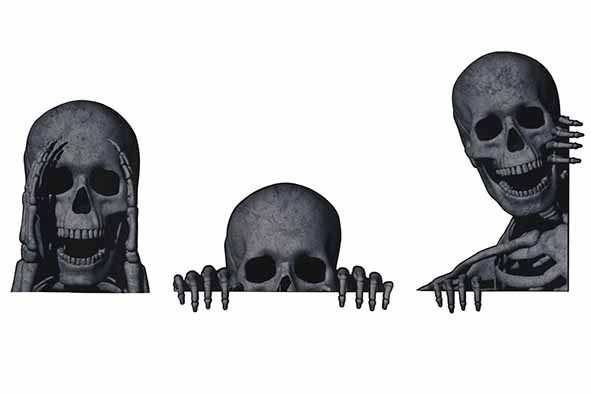 Dekosticker Peeping Skeleton natur 3er-Set 34 x 44 cm