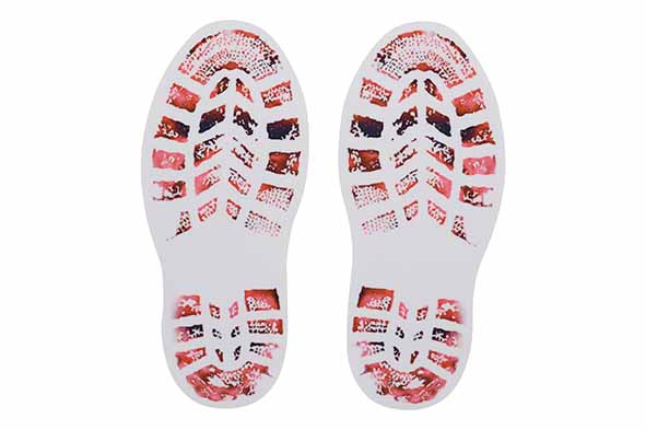6er-Set Dekoaufkleber Bloody Shoes Rot 10,5 x 25 cm