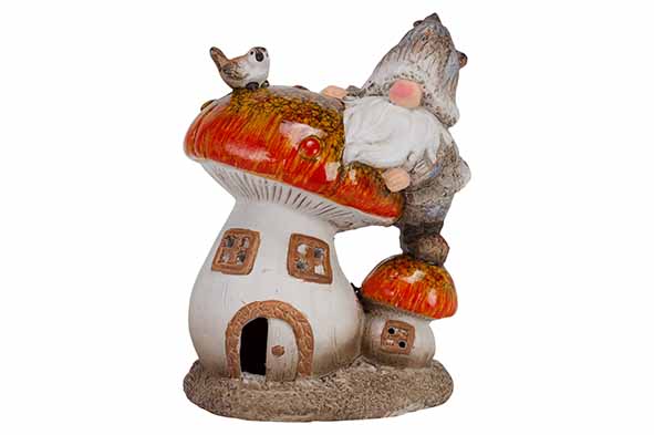 Kabouter paddenstoelenhuis meerkleurig polyresin 12 x 9,9 x 16,1 cm