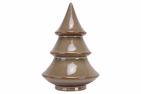 Kerstboom geglazuurd taupe 13 x 13 x 19,5 cm steengoed