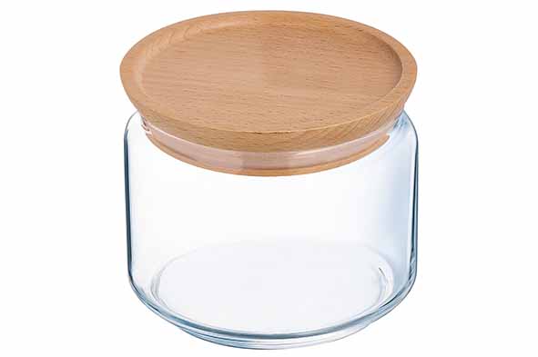 Durable glazen voorraadpot met houten deksel 0,5 l