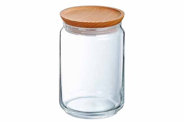 Durable Pure Jar voorraadpot, 1 l, houten deksel, transparant