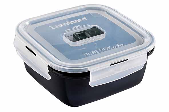 Black Box Aufbewahrungsbox schwarz Glas 0,76 l 16,4 x 15,8 x 7,1 cm