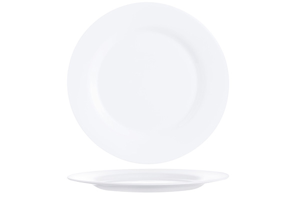 Set van 6 platte borden Intensity, opal, wit, Ø 27,5 cm