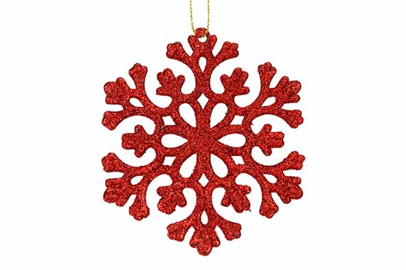Hänger Flake glitter rot Kunststoff 10 x H 10 cm