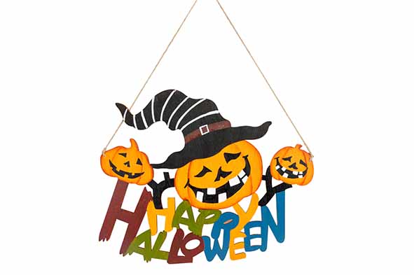 Happy Halloween Kürbisse Hänger Holz 40 x 0,5 x 32 cm