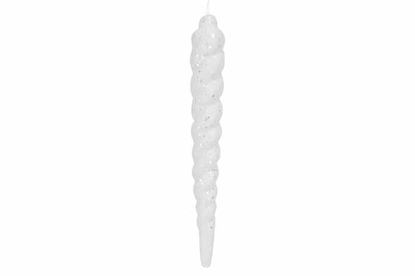 Hänger Kegel Glitter weiß 4x4xH25cm