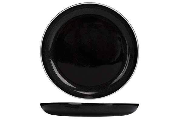 Titanium Black plat bord, Ø 27 cm, met witte rand
