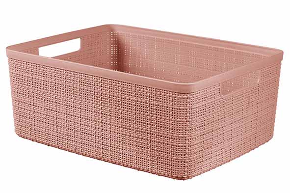 Jute opbergbox roze, m, 12 l, 36,2 x 28,2 x 14,5 cm