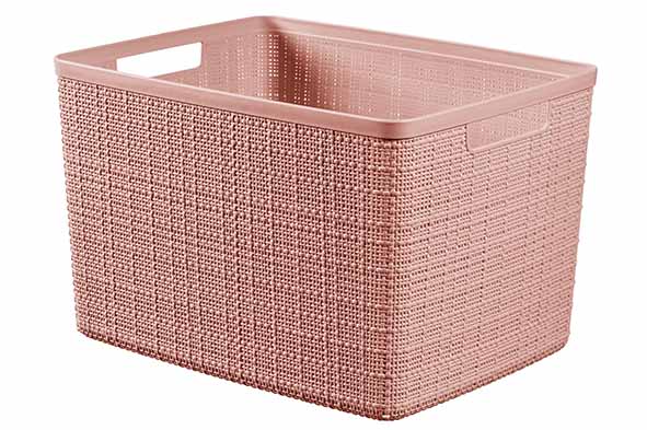 Jute opbergbox roze, large, 20 l, 36,2 x 28,2 x 23 cm