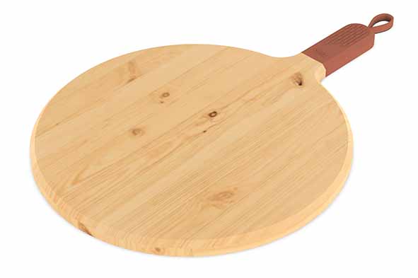 Sora pizzabank van beuken met siliconen handvat, terracotta