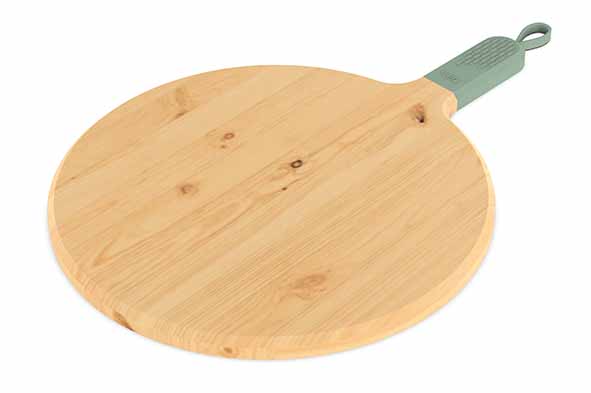 Sora pizzabank van beuken met siliconen handvat, eucalyptus