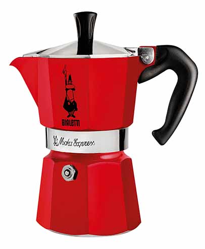 Moka koffiepot rood, 3 kopjes