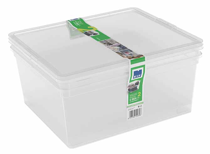 C-Box opbergbox M, set van 3, 40 x 34 x H 17 cm, transparant