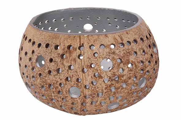 Cocos kaarshouder zilver Ø 12 cm