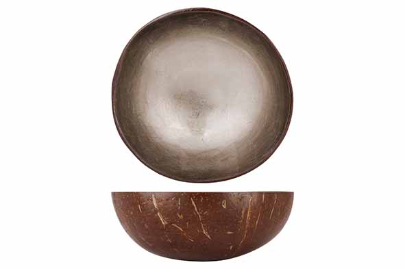 Cocosbowl metallic zilver, kokos, Ø 14 cm