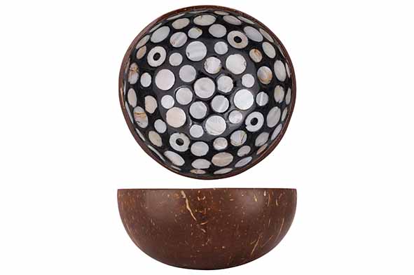 Cocosbowl zwart/wit D 14 cm