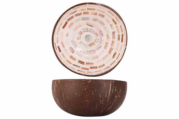 Cocosbowl bruin mozaïek cirkel Ø 14 cm
