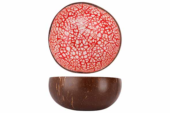Cocosbowl rood/gebroken wit, Ø 14 cm