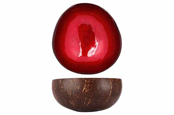 Cocosbowl metallic rood blad Ø 14 cm