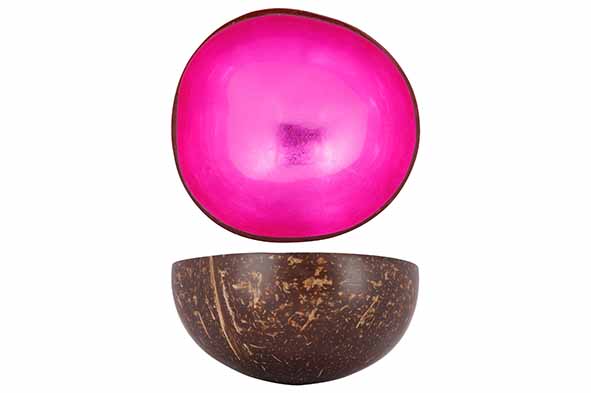 Cocosbowl metallic pink leaf Ø 14 cm