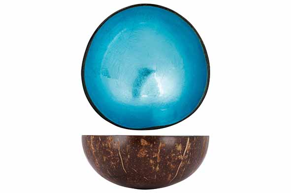 Cocosbowl metallic turkoois blad Ø 14 cm
