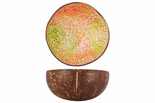 Cocosbowl lime green / red eggshell Ø 14 cm