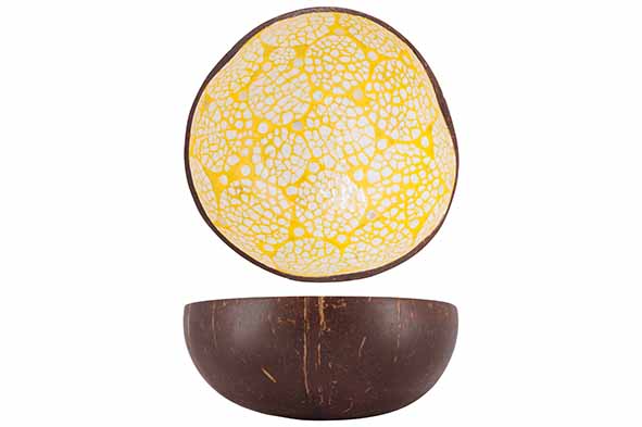 Cocosbowl geel/gebroken wit, Ø 14 cm