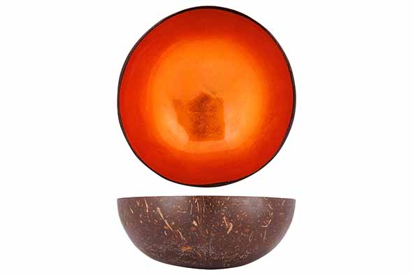 Cocosbowl metallic orange leaf Ø 14 cm