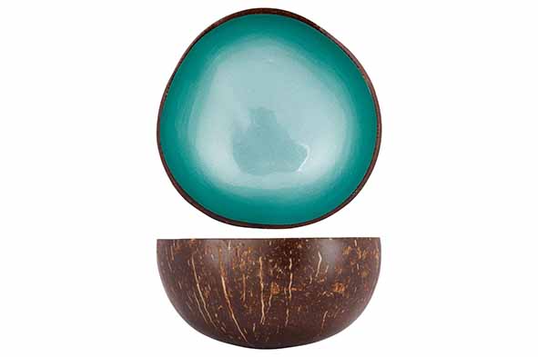 Cocosbowl metallic turquoise paint Ø 14 cm