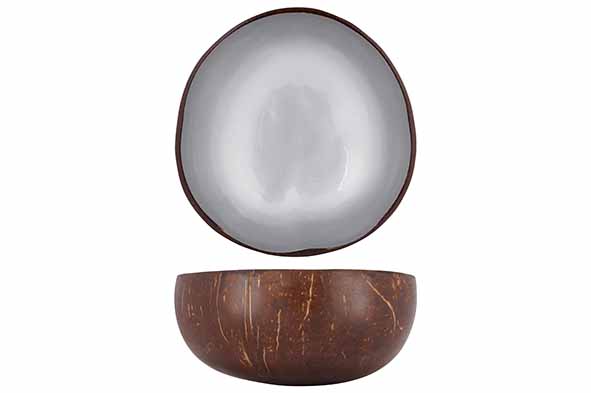 Cocosbowl metallic zilver verf Ø 14 cm