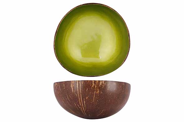 Cocosbowl metallic limoengroen, Ø 14 cm