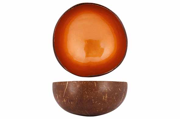 Cocosbowl metallic oranje verf Ø 14 cm