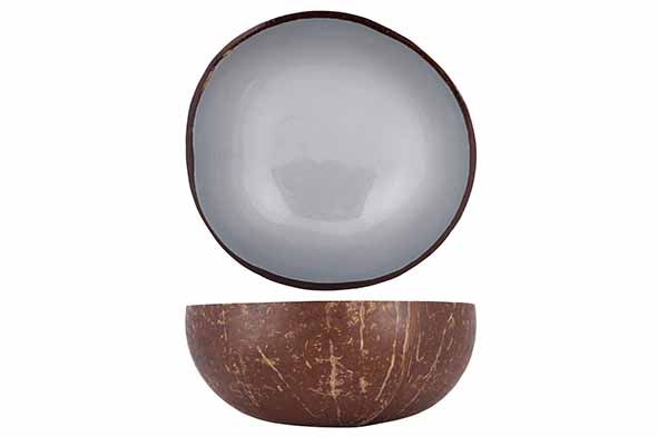Cocosbowl metallic grijsblauw verf Ø 14 cm