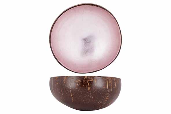 Cocosbowl metallic zachtroze blad Ø 14 cm