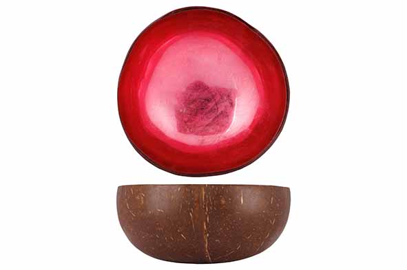 Cocosbowl metallic donkerroze blad Ø 14 cm