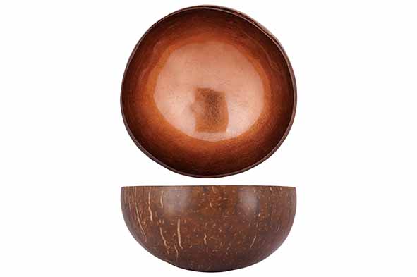 Cocosbowl metallic donkerbruin blad Ø 14 cm